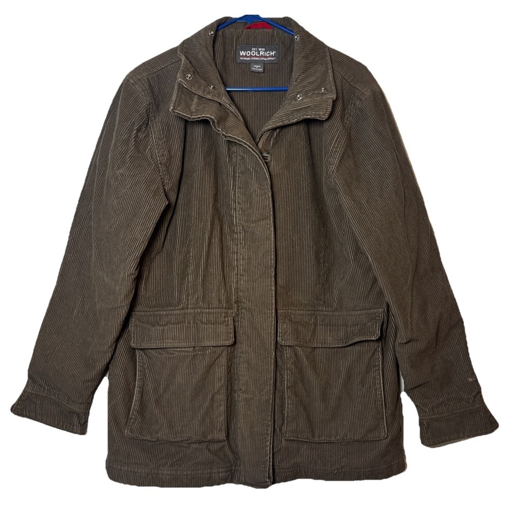 Woolrich Women's M‎ Brown Corduroy Jacket Hickory Insulated Barn Coat Full Zip